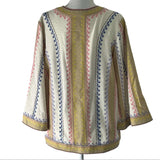 Zimmermann Embroidered Cotton Stripe Tunic Top L