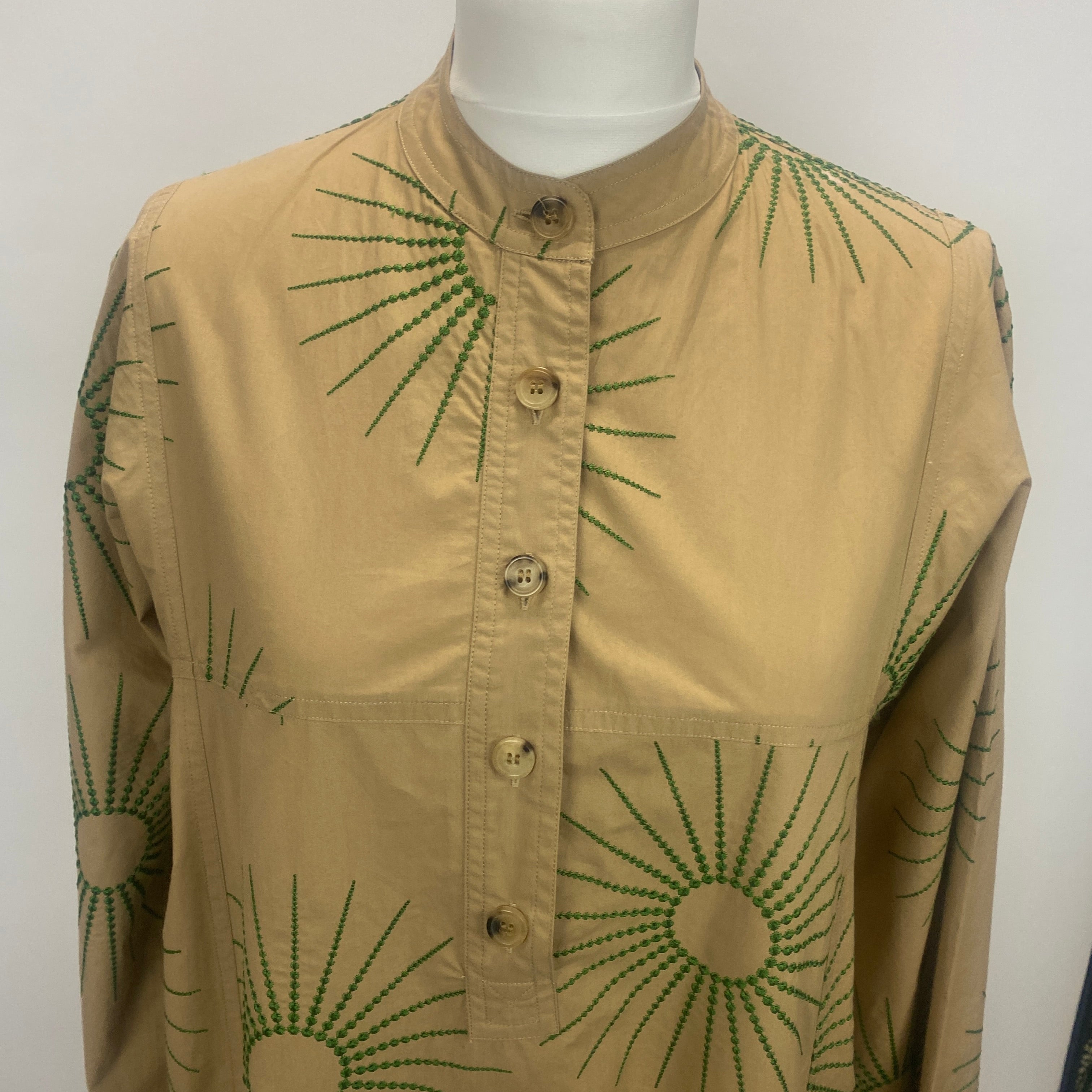 Dries Van Noten New Camel Cotton Embroidered Tunic Dress L/XL