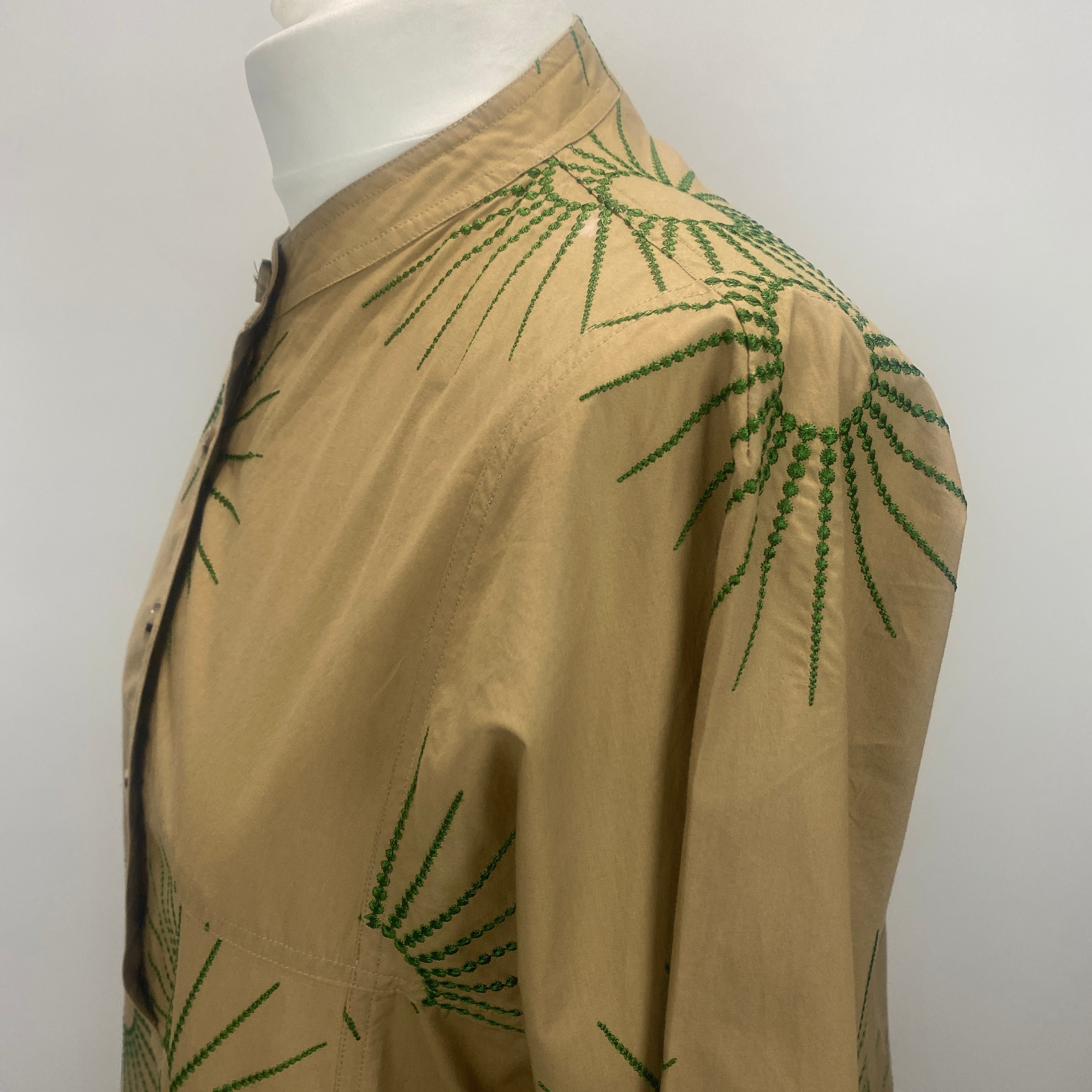 Dries Van Noten New Camel Cotton Embroidered Tunic Dress L/XL