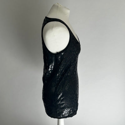 Givenchy Black Textured Coated Knit Vest Top S