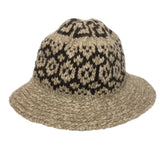 Celine £390 Taupe & Brown Chunky Fair Isle Wool Bucket Hat O/S