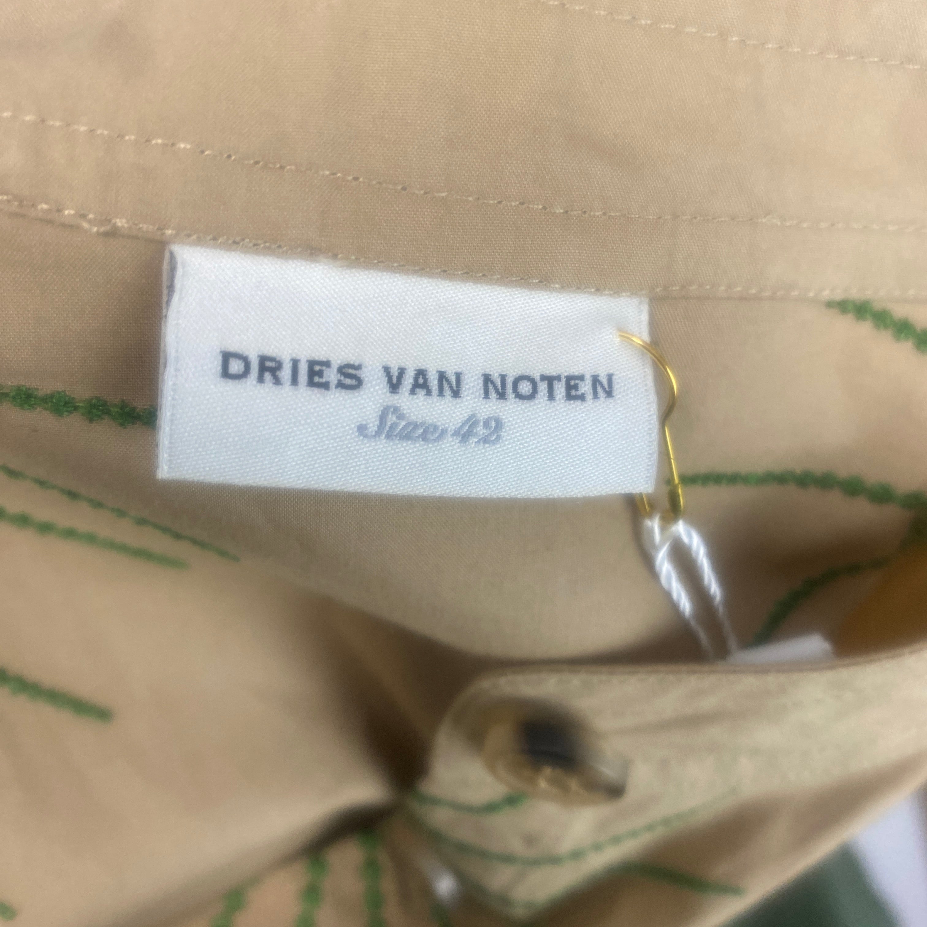 Dries Van Noten New Camel Cotton Embroidered Tunic Dress L/XL