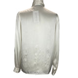 Alessandra Rich £724 Ivory Silk Satin Pussybow Blouse XS