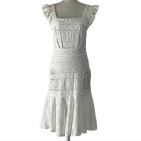 Anna Mason White Broderie Anglais Dress XS