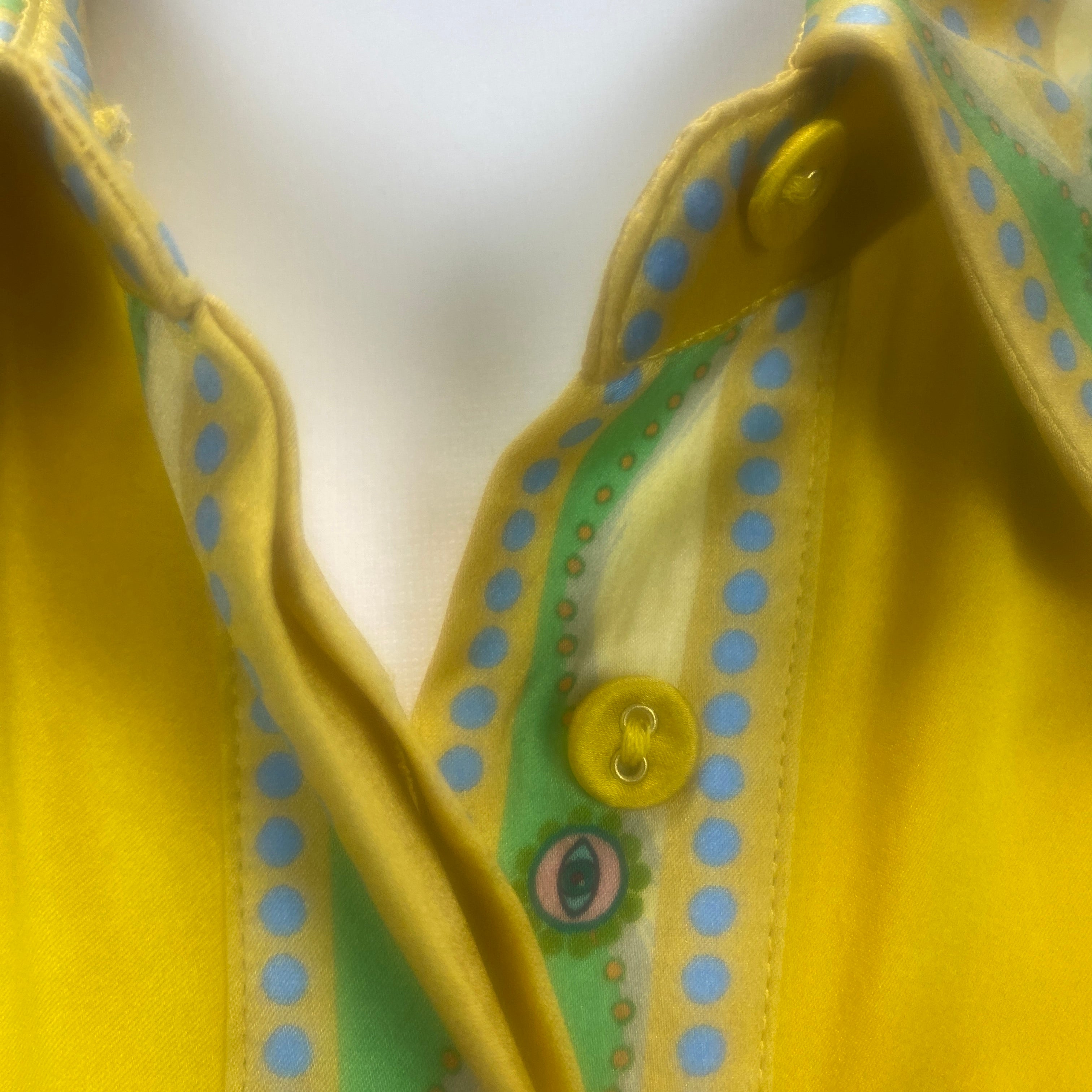 Alemais £525 Golden Yellow Pinball Print Silk Shirt XS/S