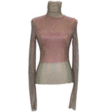 Sportmax £383 Pink Crystal Studded Turtleneck Top S
