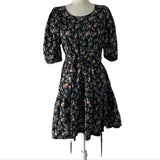 Anna Mason Dark Navy Rose Print Cotton Dress S