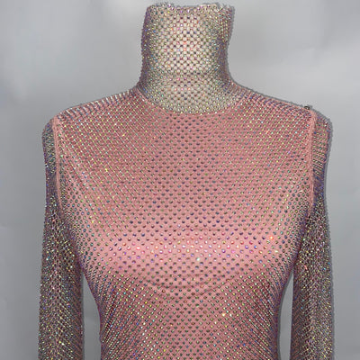 Sportmax £383 Pink Crystal Studded Turtleneck Top S