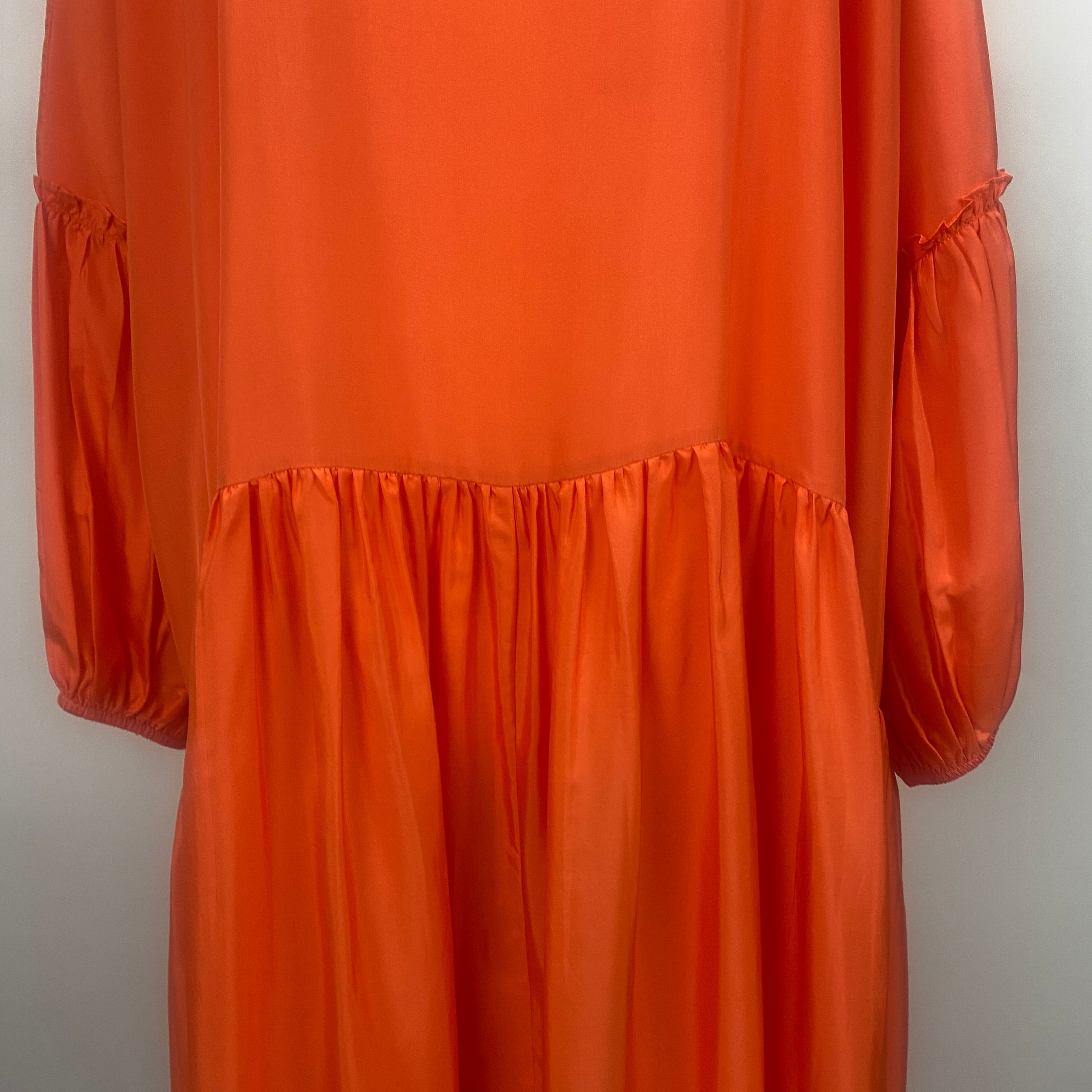 Anaak £670 Neon Orange Silk Habotai Maxi Dress O/S