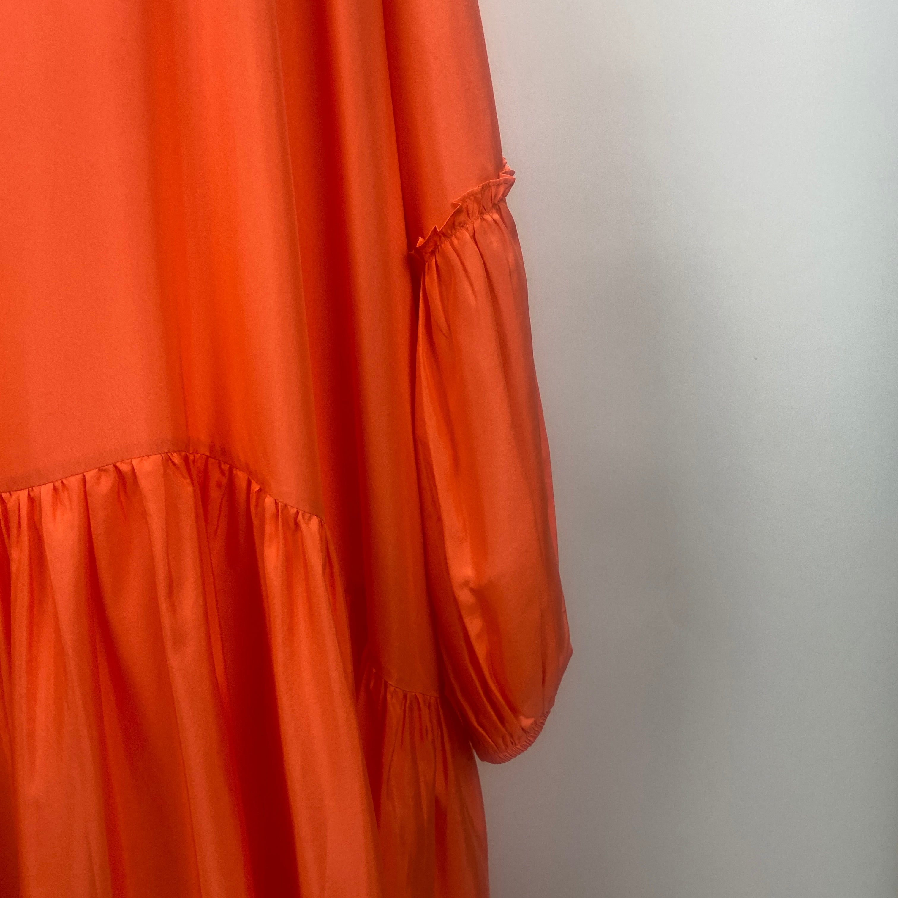 Anaak £670 Neon Orange Silk Habotai Maxi Dress O/S