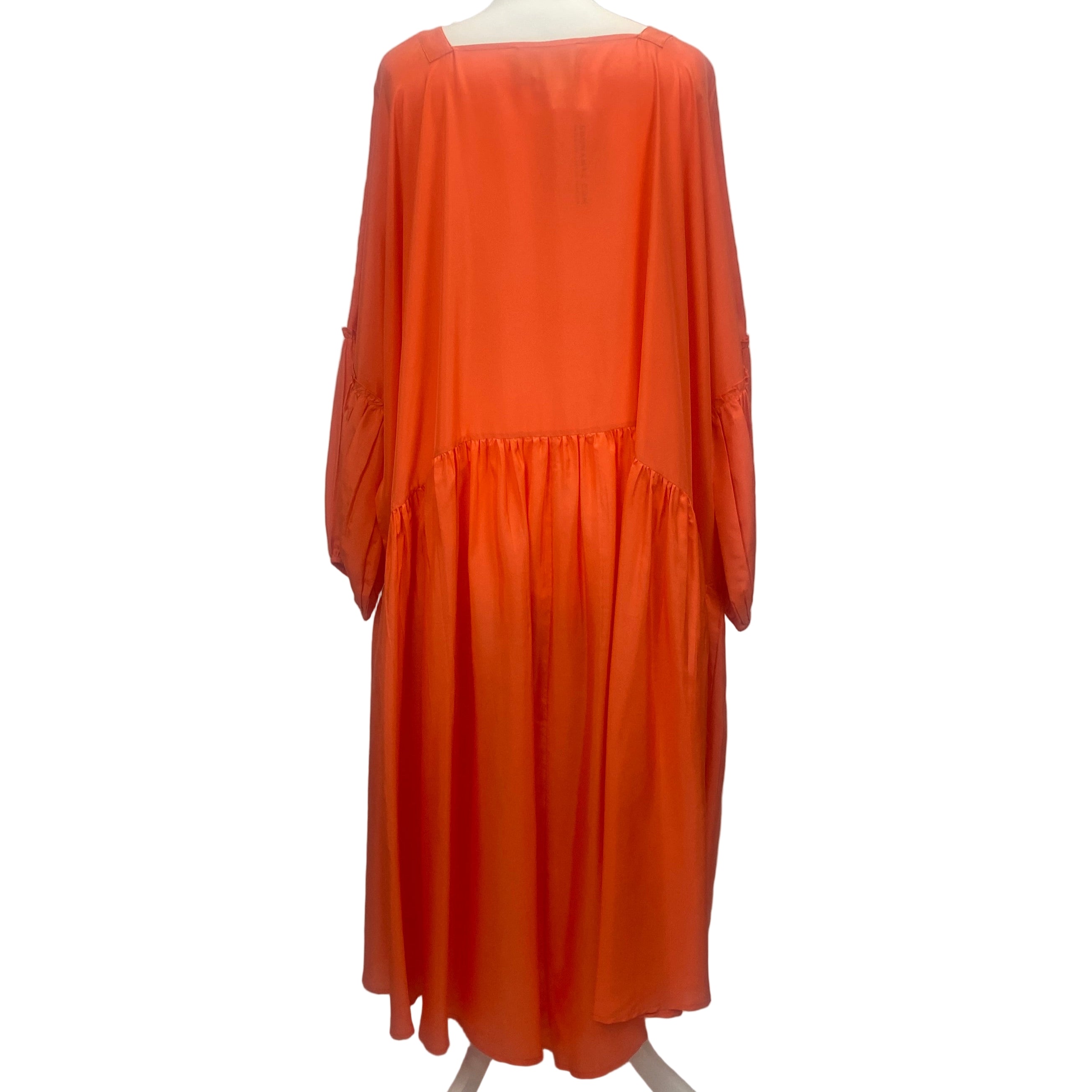 Anaak £670 Neon Orange Silk Habotai Maxi Dress O/S