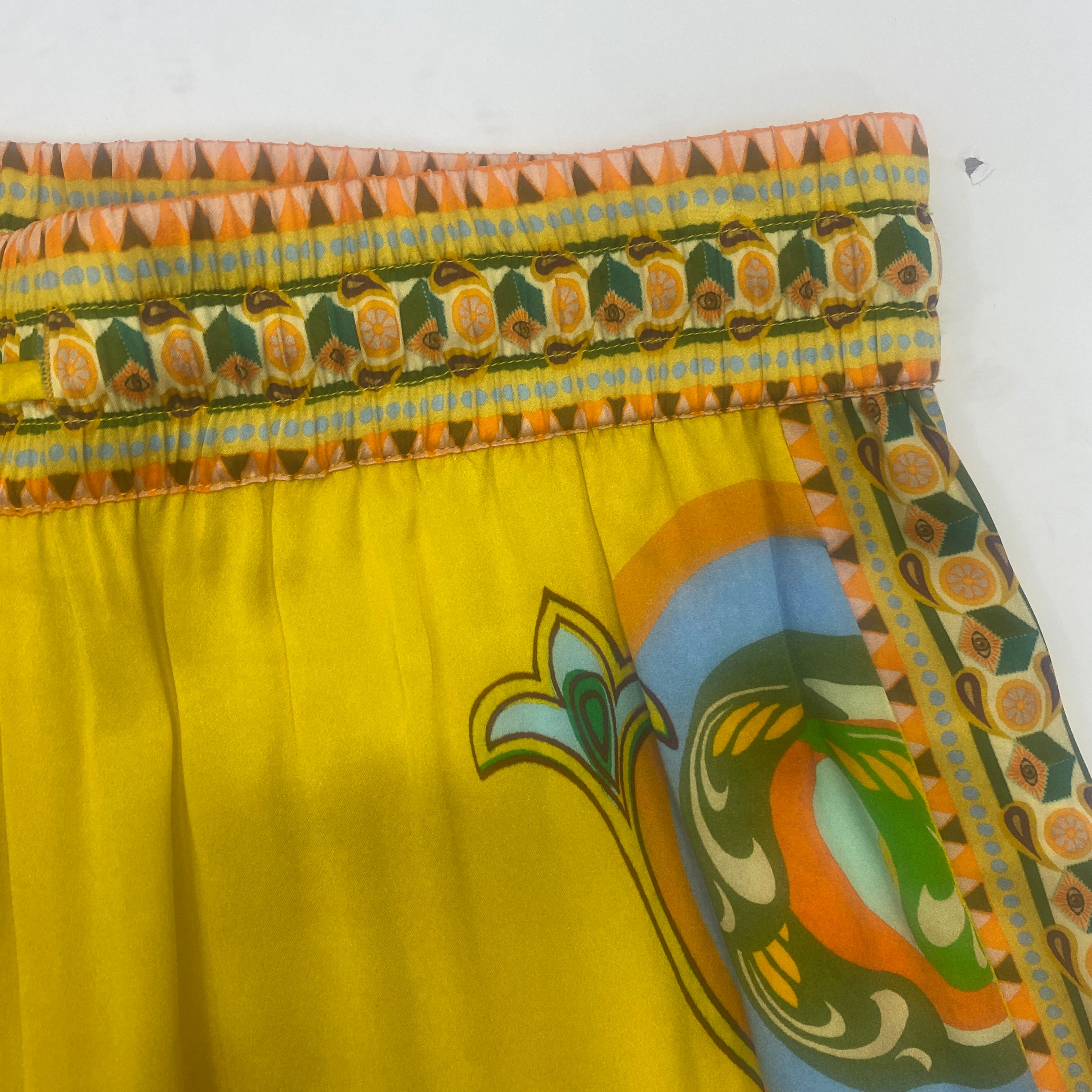 Alemais £875 Golden Yellow Pinball Print Silk Pants XS