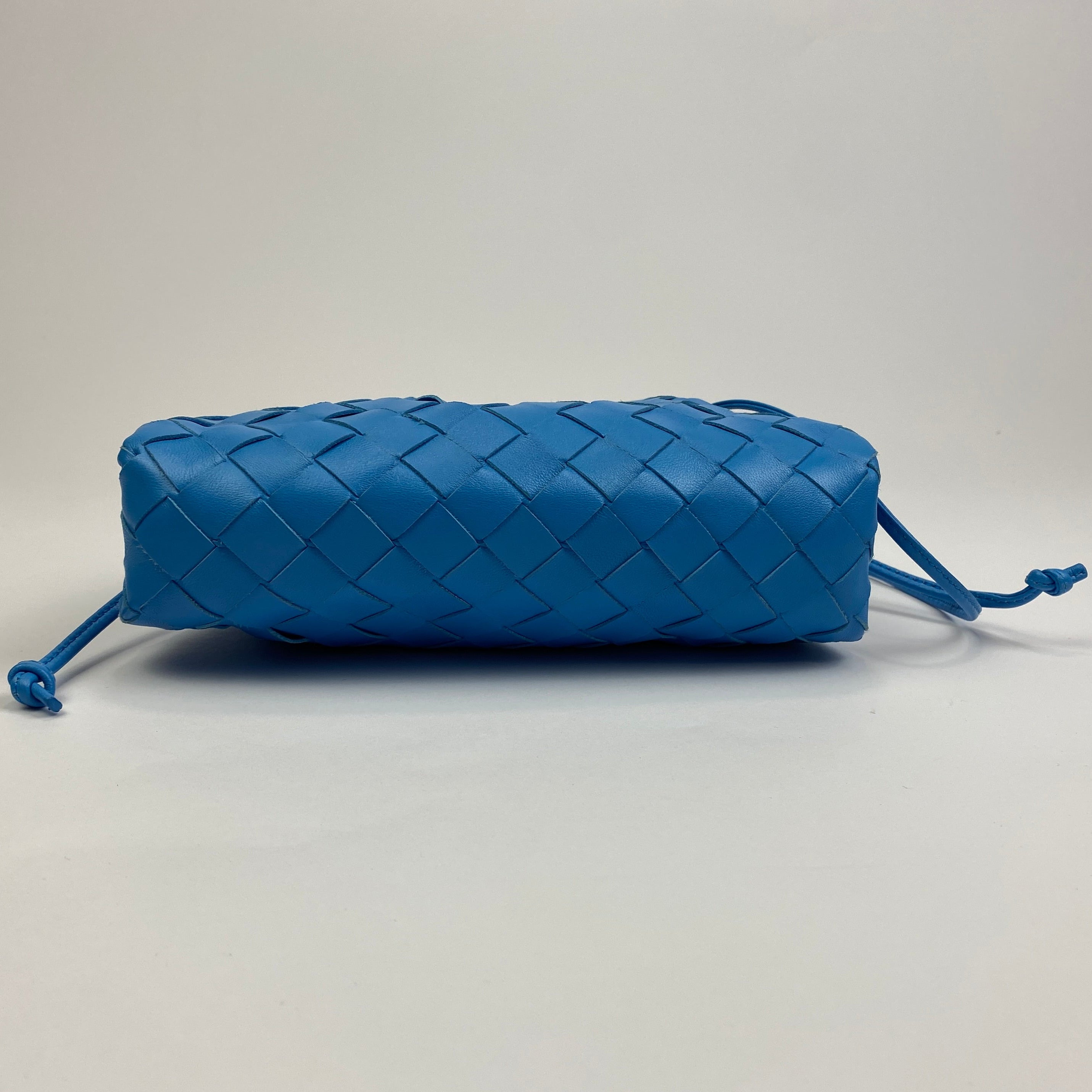 Bottega Veneta The Mini Blue Intrecciato Pouch Bag