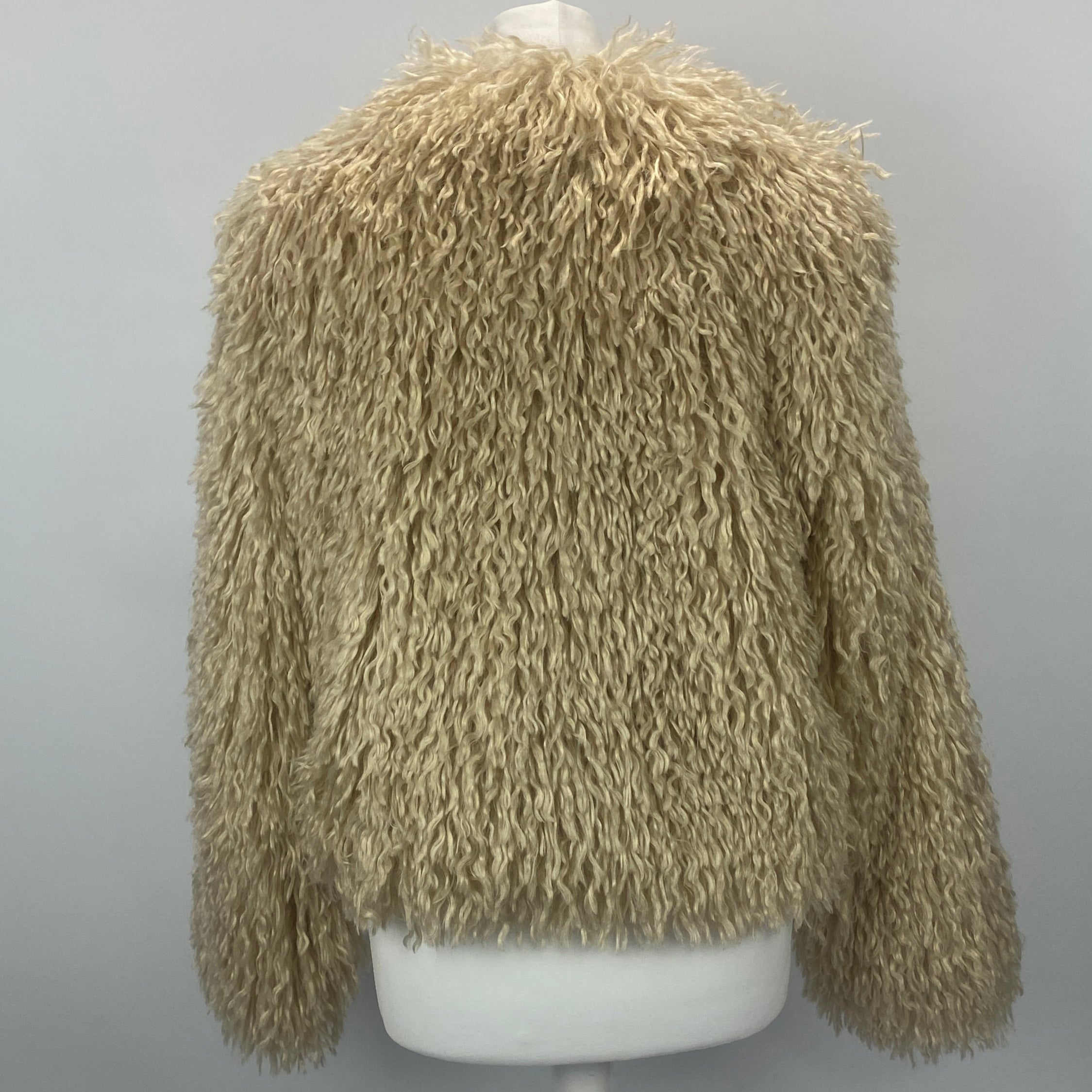 Maksu New Cream Shaggy Faux Fur Jacket L