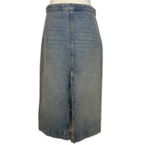 Khaite £400 Vintaged Denim Straight Skirt 29