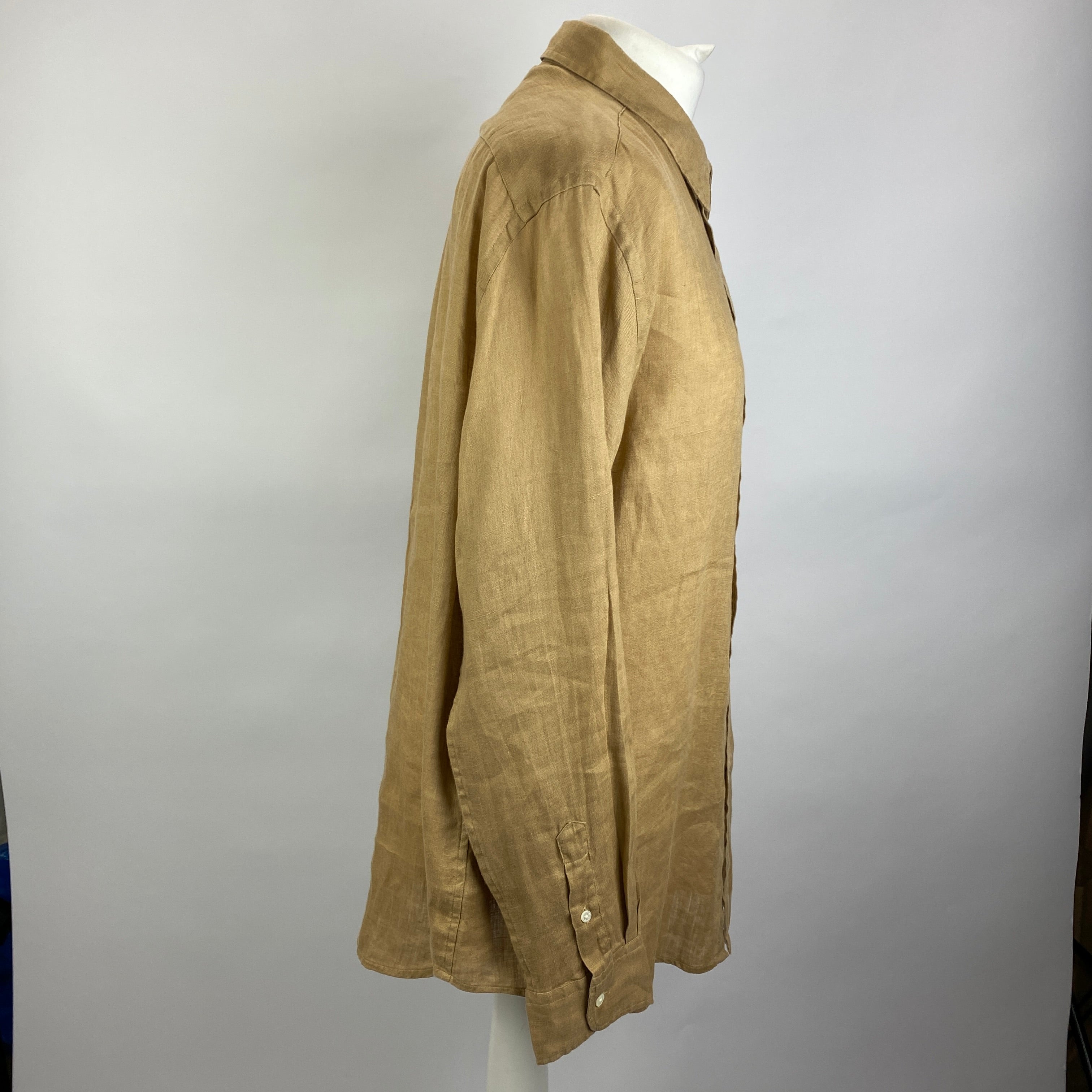 Polo Ralph Lauren New £175 Camel Linen Relaxed Shirt XL