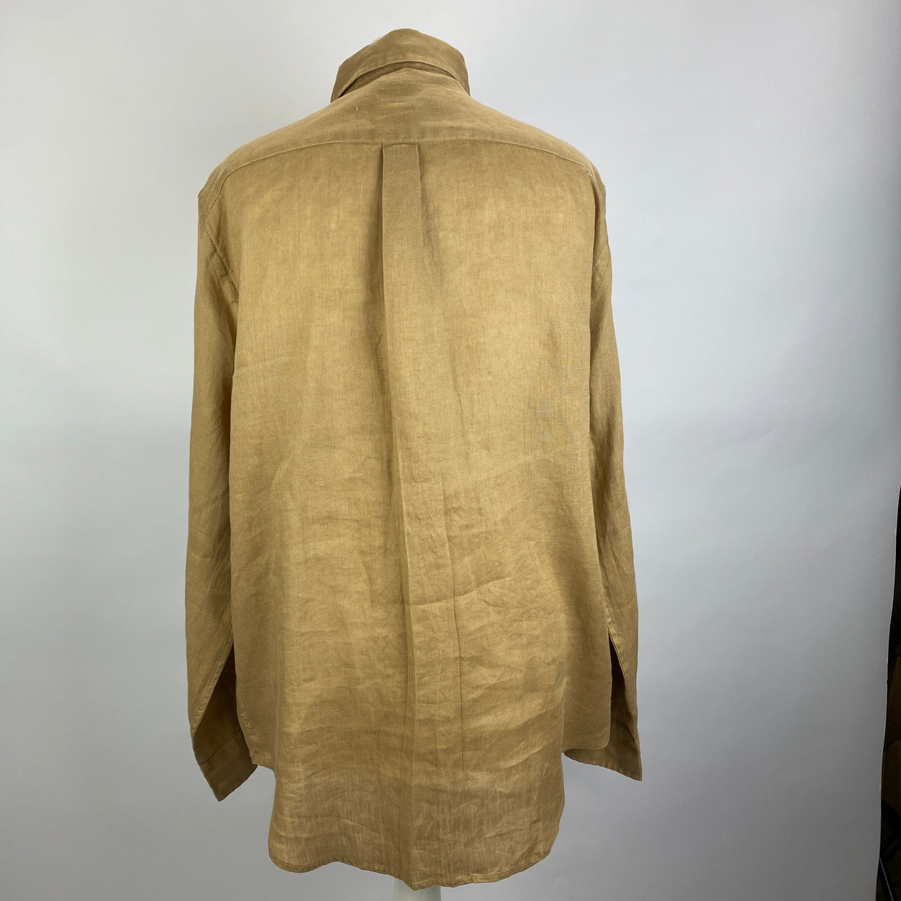 Polo Ralph Lauren New £175 Camel Linen Relaxed Shirt XL