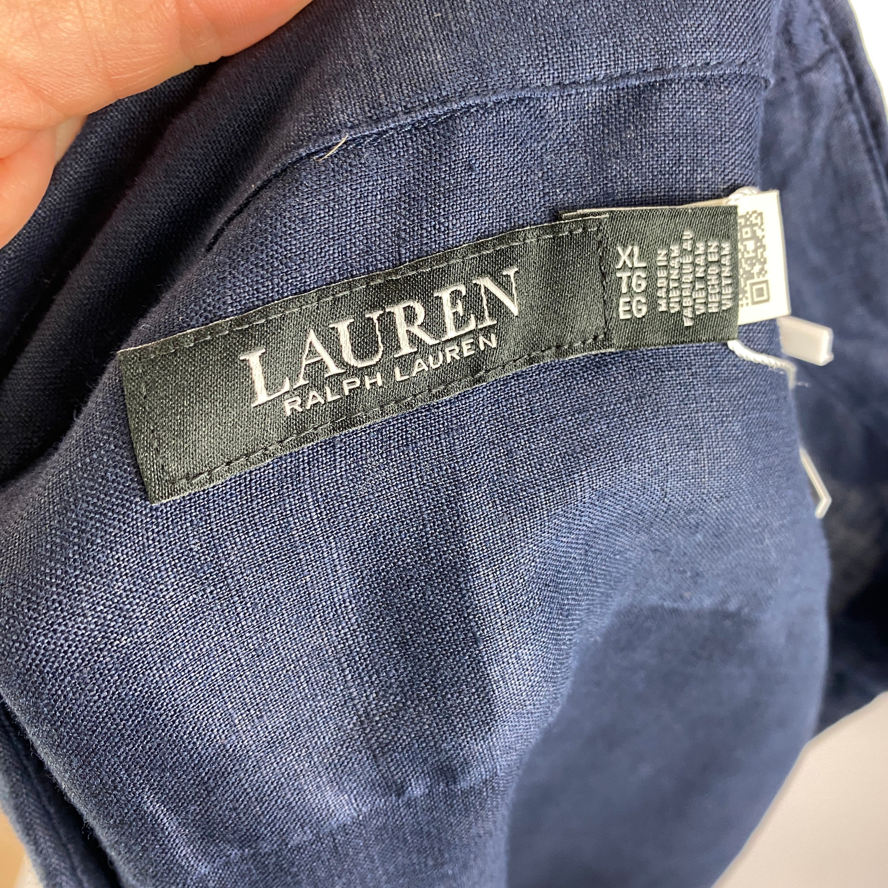 Lauren Ralph Lauren New £155 Navy Linen Relaxed Shirt XL