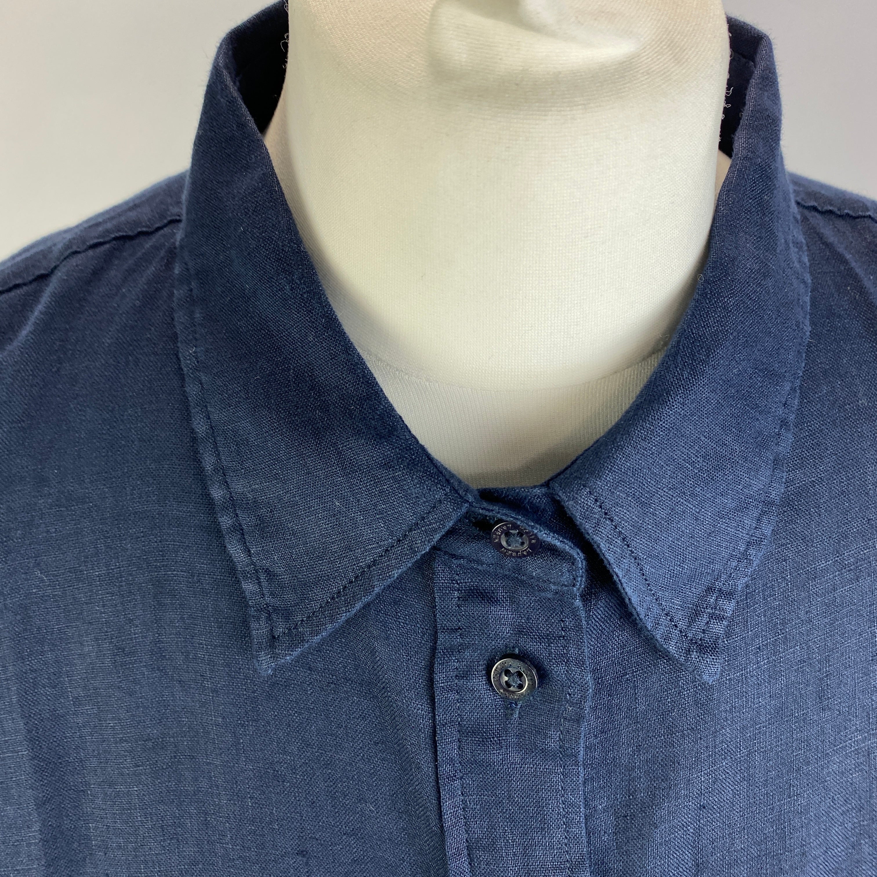 Lauren Ralph Lauren New £155 Navy Linen Relaxed Shirt XL