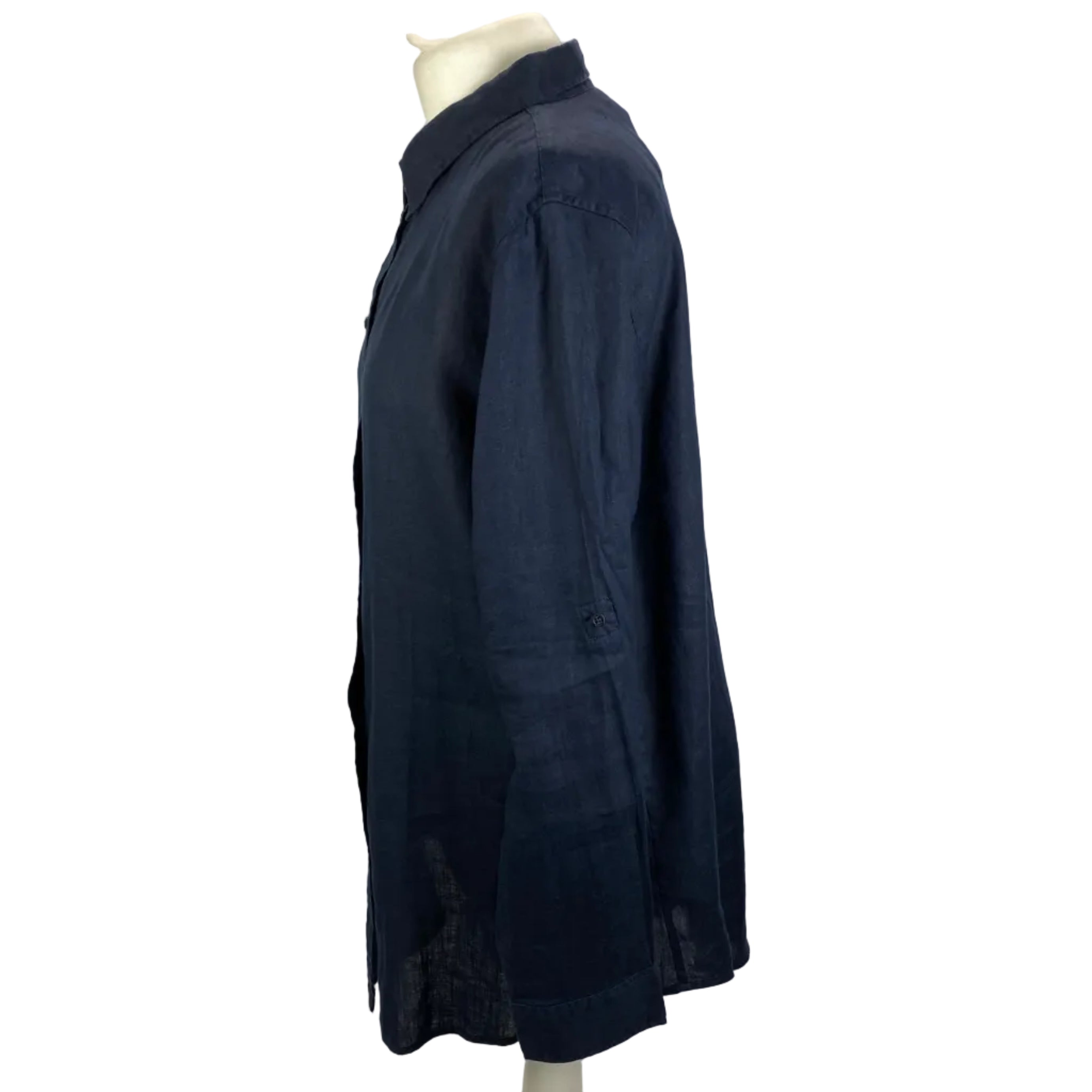 Lauren Ralph Lauren New £155 Navy Linen Relaxed Shirt XL