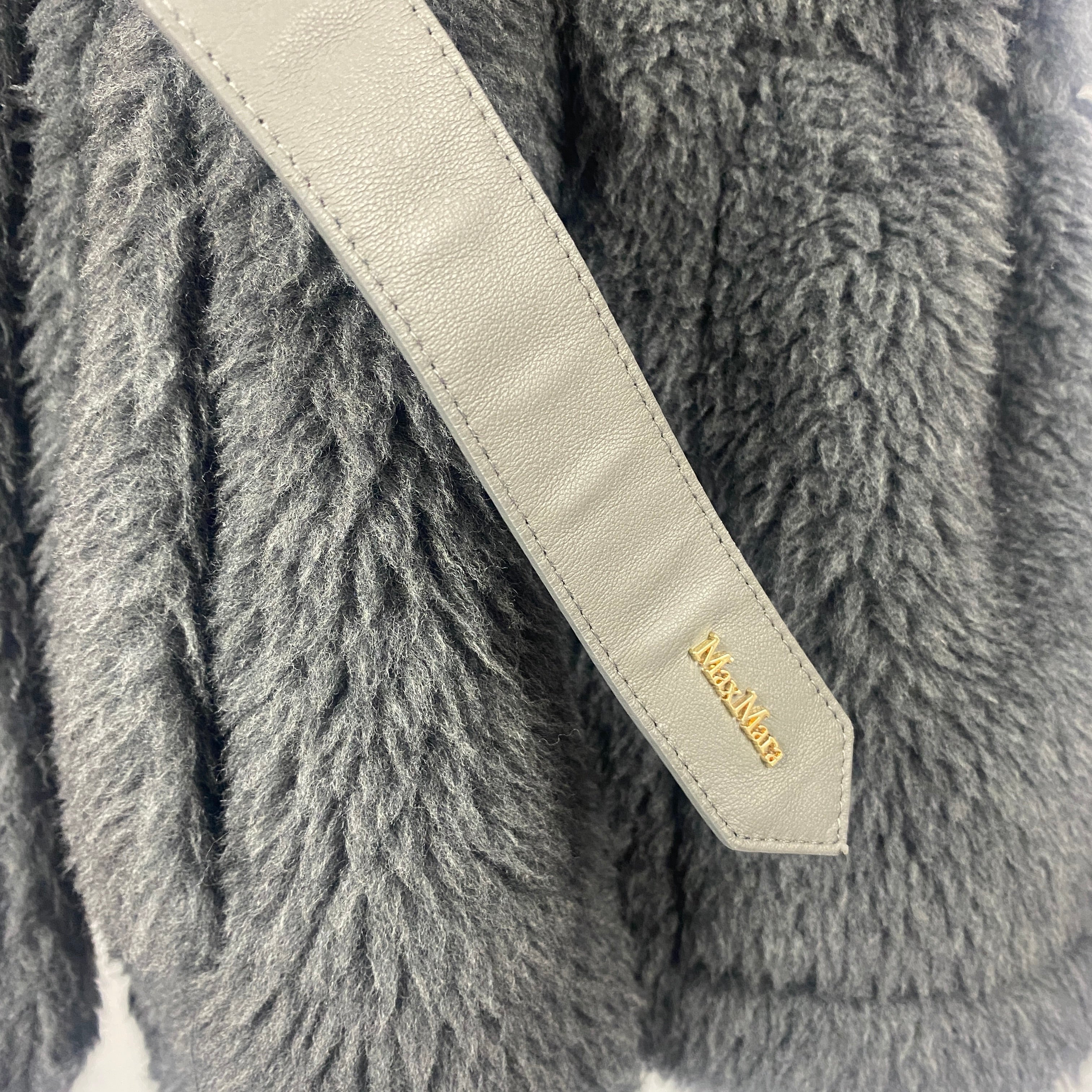 Max Mara £1200 Grey Alpaca & Cashmere Teddy Gilet Cape S/M
