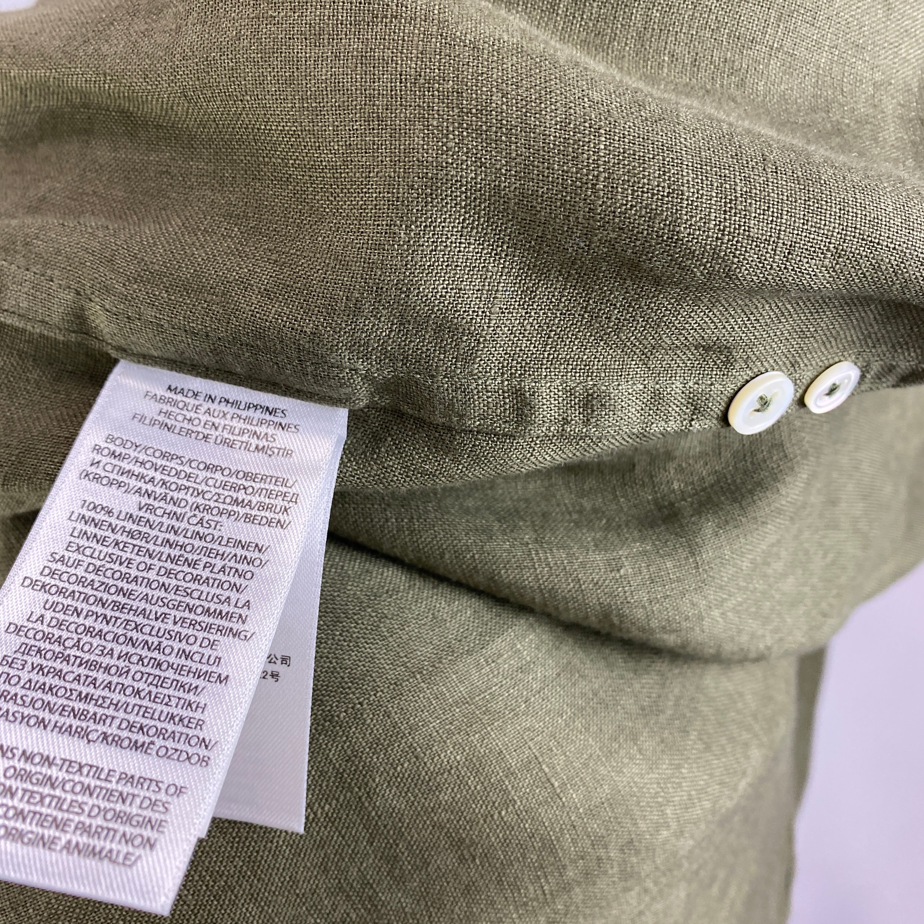 Polo Ralph Lauren New £175 Olive Linen Classic Shirt XL