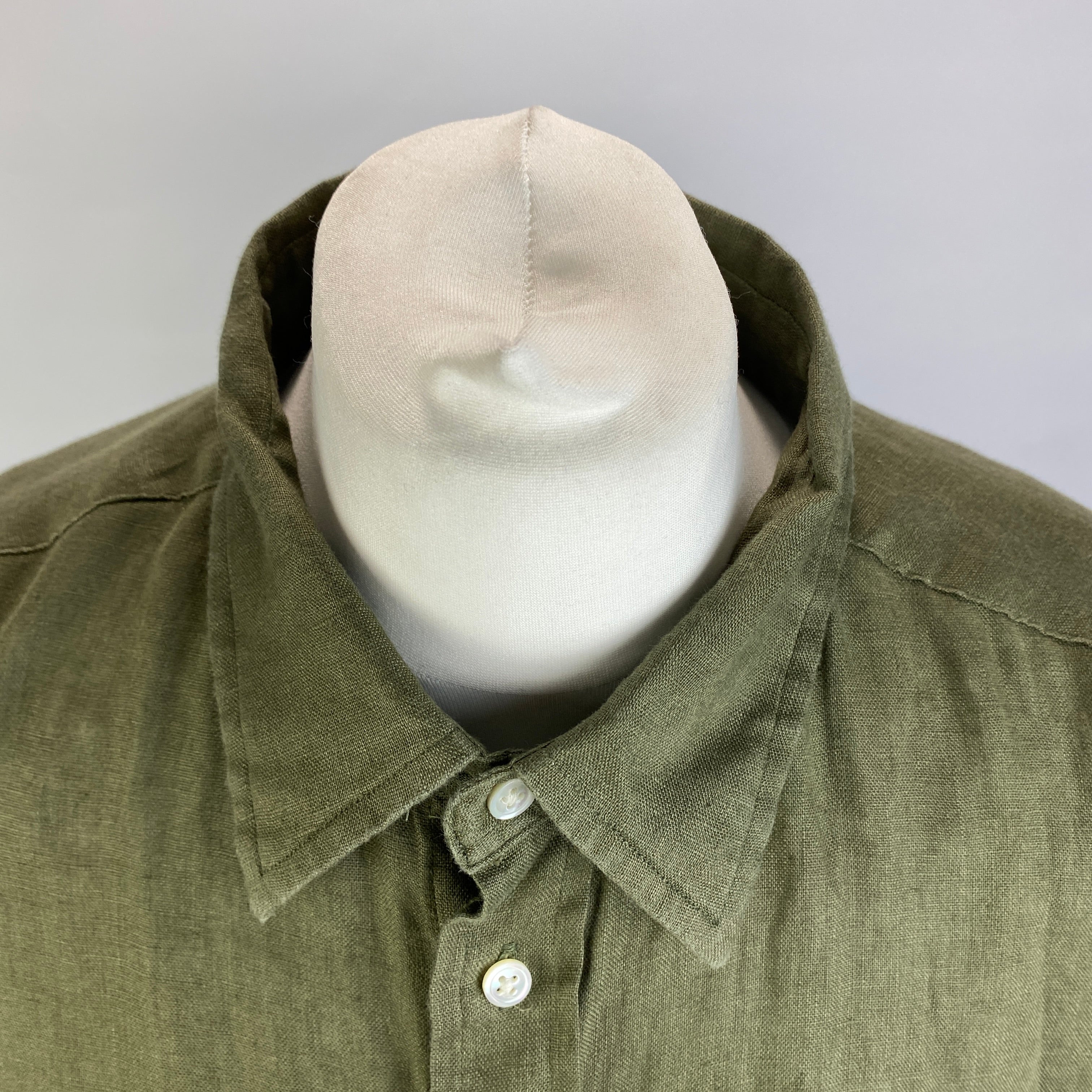 Polo Ralph Lauren New £175 Olive Linen Classic Shirt XL