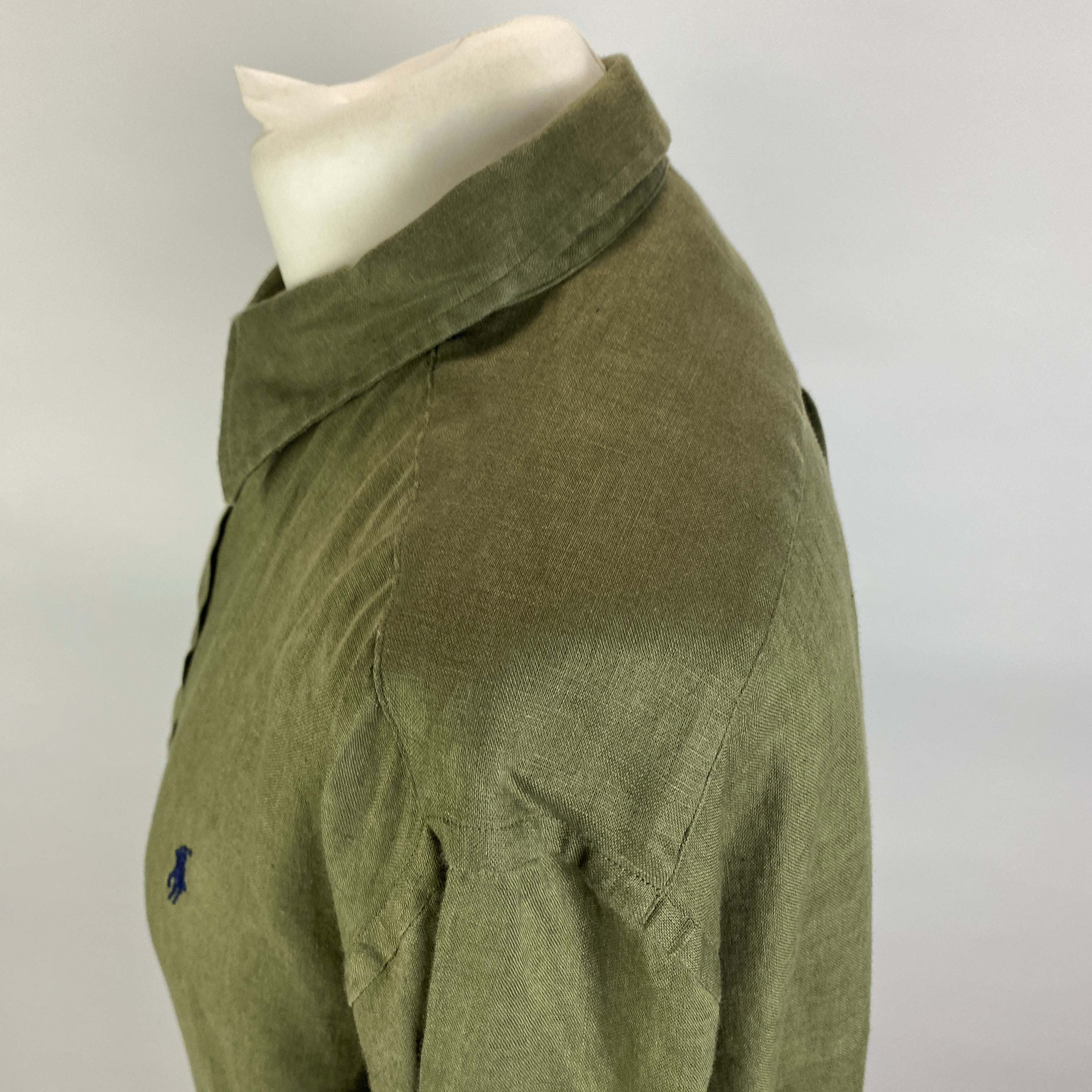 Polo Ralph Lauren New £175 Olive Linen Classic Shirt XL