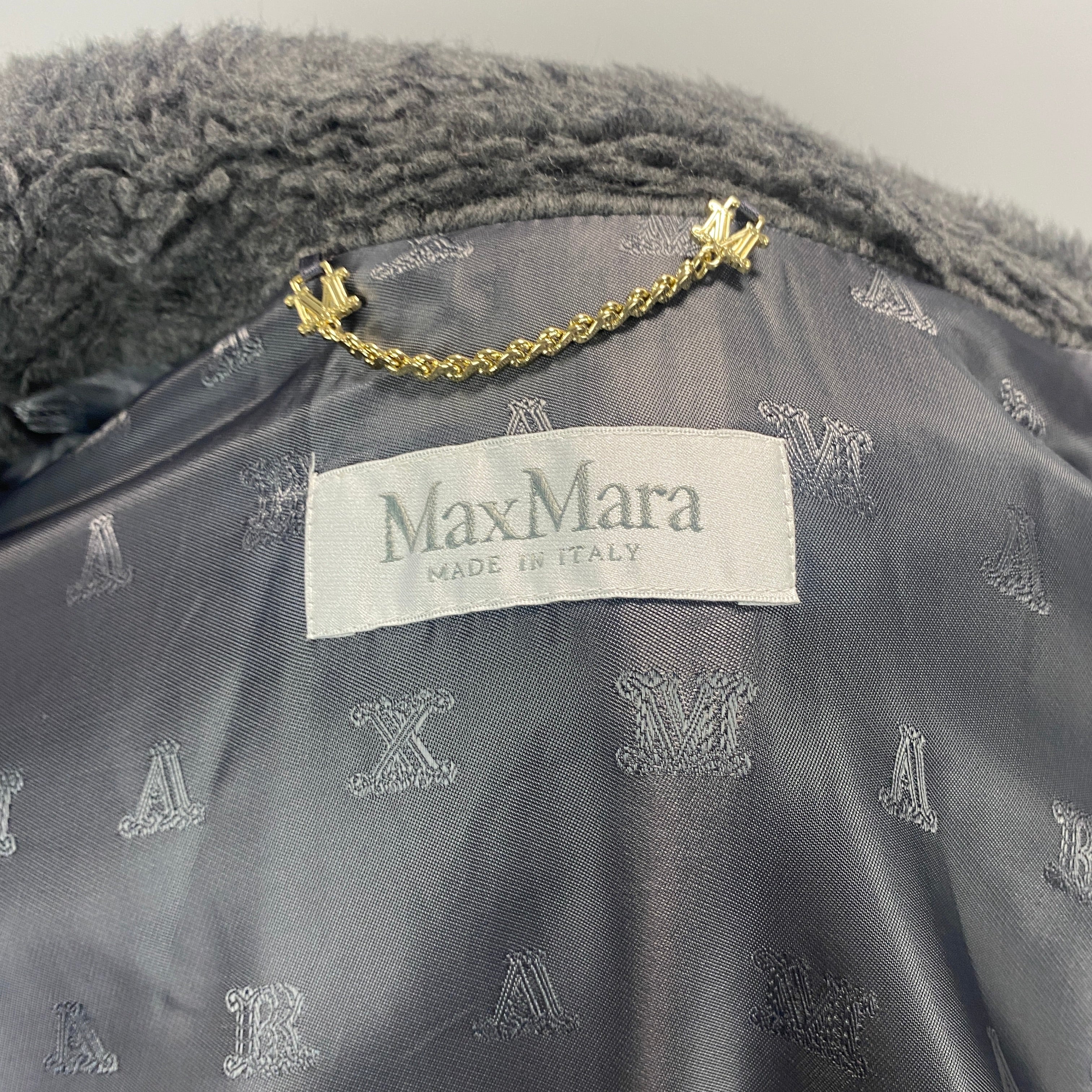 Max Mara £1200 Grey Alpaca & Cashmere Teddy Gilet Cape S/M