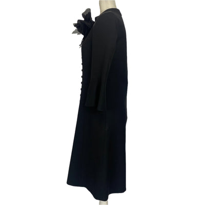 Gucci £1750 Black Button & Corsage Wool & Silk Tunic Dress XS