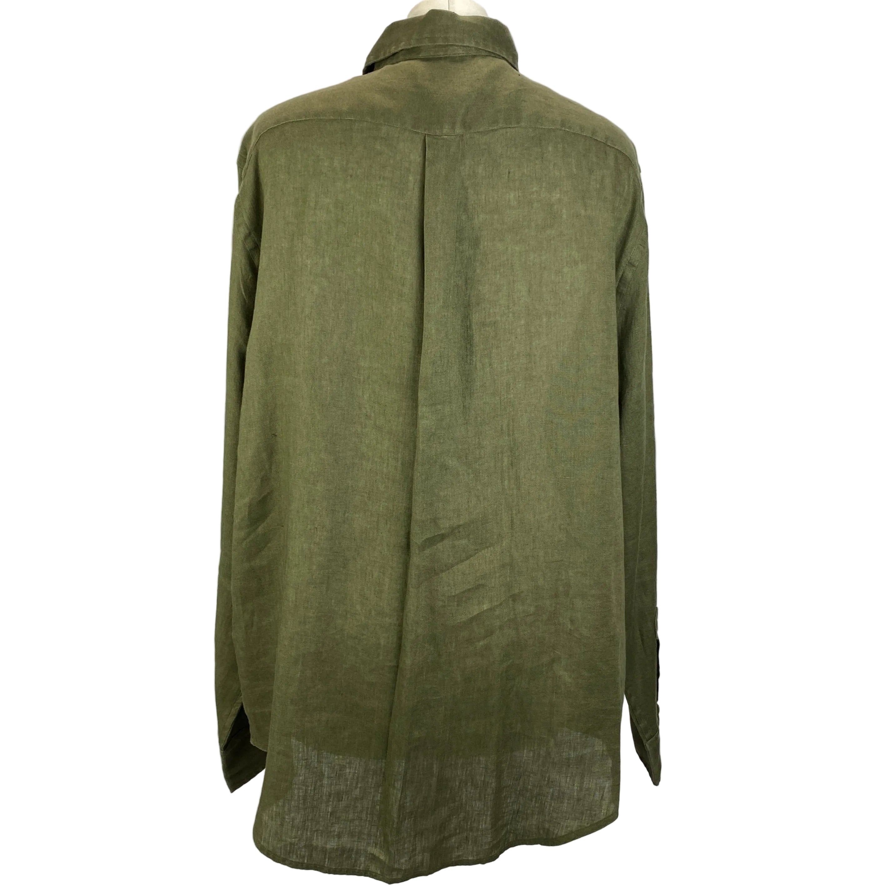 Polo Ralph Lauren New £175 Olive Linen Classic Shirt XL
