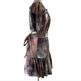 Anna Mason Sorbet Tie Dye Cotton & Linen Bardot Dress XS