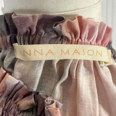 Anna Mason Sorbet Tie Dye Cotton & Linen Bardot Dress XS