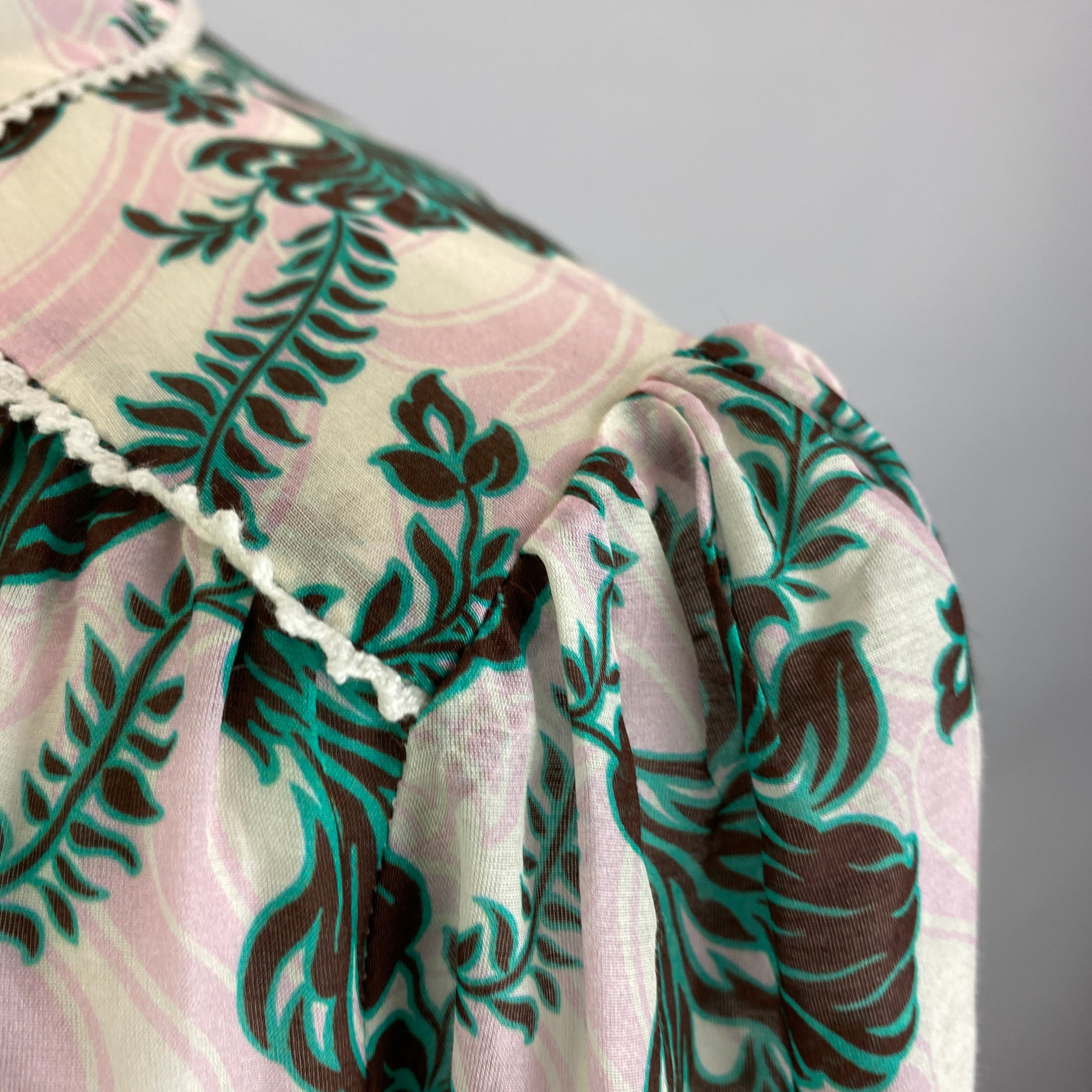 Me&Em Pink Jade Midnight Floral Print Silk & Cotton Blouse XL