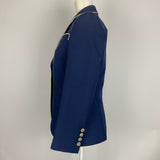 Gucci New French Navy Wool & Silk Blazer with Cream Piping S