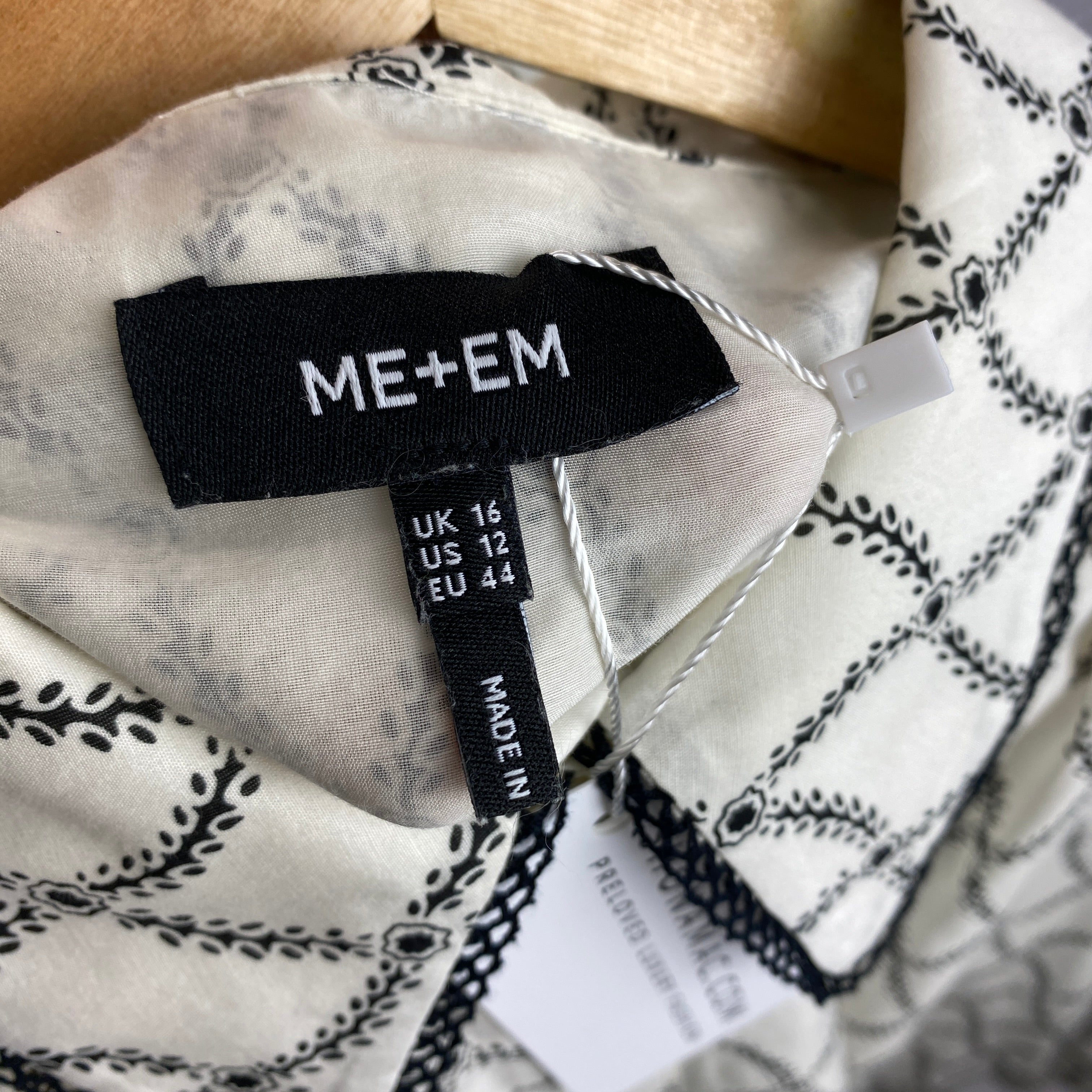 Me&Em Ivory Trellis Print  Cotton & Silk Blouse XL
