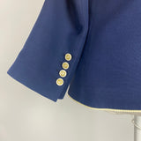 Gucci New French Navy Wool & Silk Blazer with Cream Piping S