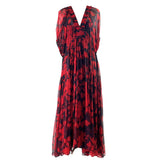 La Ligne £309 Ruby Print  Silk Chiffon Constance Tiered Dress M