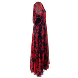 La Ligne £309 Ruby Print  Silk Chiffon Constance Tiered Dress M