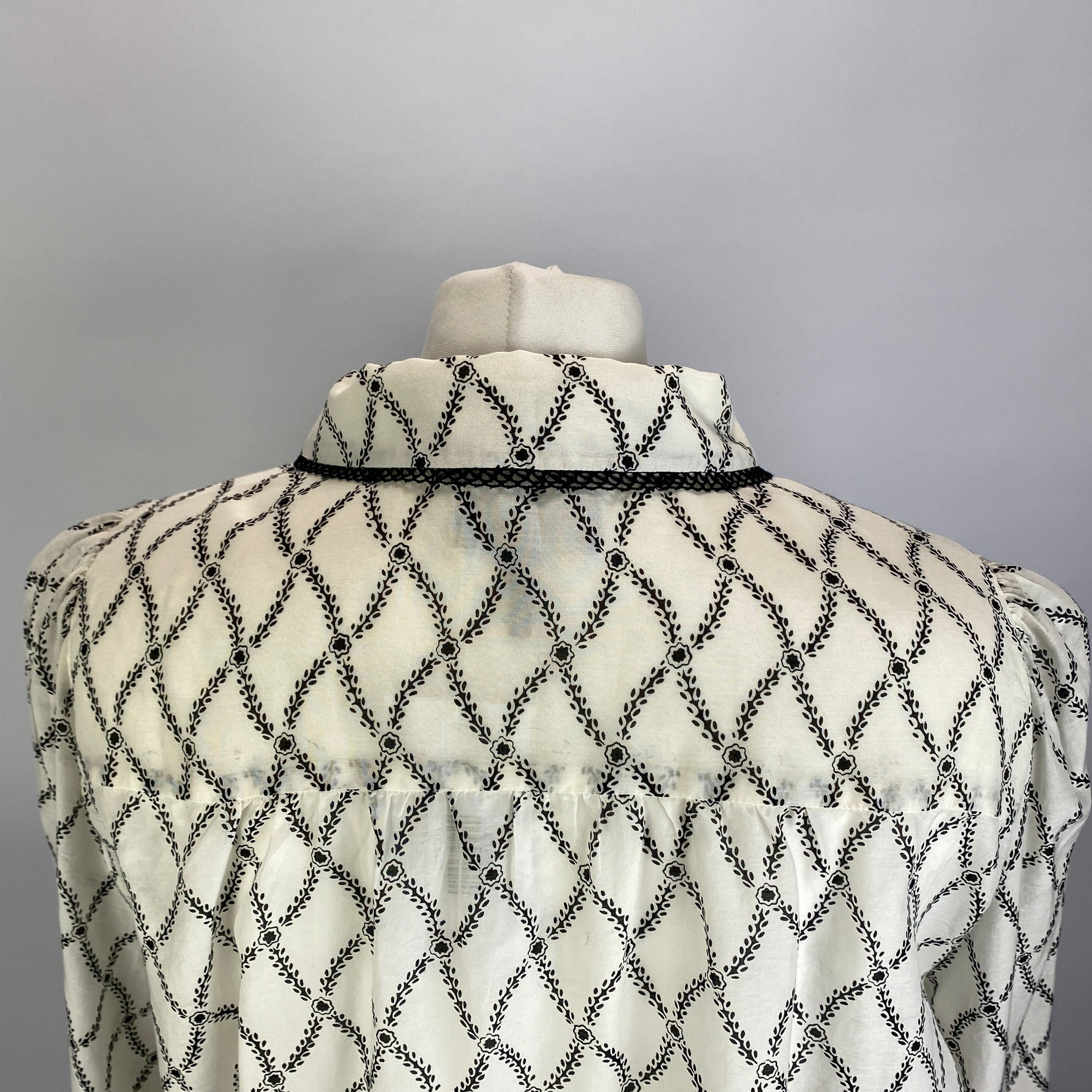 Me&Em Ivory Trellis Print  Cotton & Silk Blouse XL