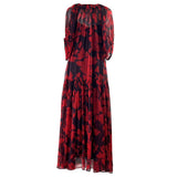 La Ligne £309 Ruby Print  Silk Chiffon Constance Tiered Dress M