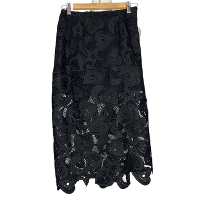 Brøgger Black Applique Lace Midi Skirt XS