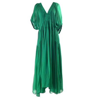 La Ligne £309 Emerald Silk Chiffon Constance Tiered Dress M