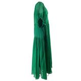 La Ligne £309 Emerald Silk Chiffon Constance Tiered Dress M