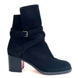 Christian Louboutin Black Suede Block Heel Ankle Boots 39