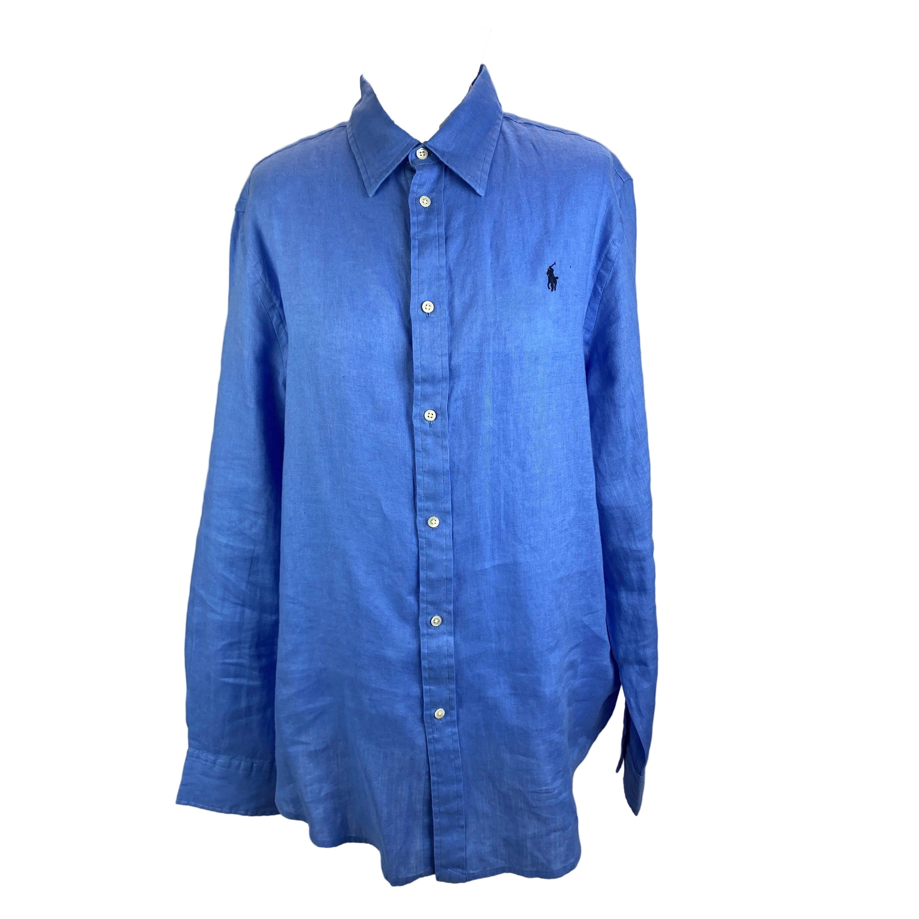 Polo Ralph Lauren New £175 Cornflower Linen Classic Shirt XL