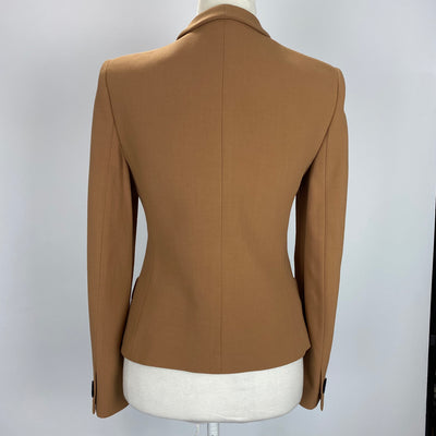 Giorgio Armani £985 Camel Wool Crepe Skinny Lapel Jacket XS