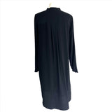 Eileen Fisher Black Silk Longline Collarless Tunic Shirt S