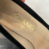 Chanel Black Suede Toecap Mid Heel Pumps 39