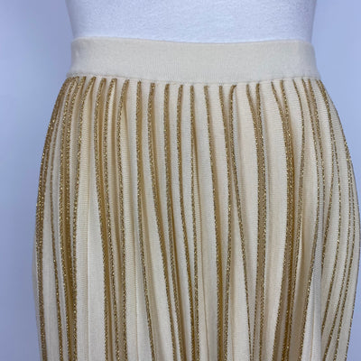 Gucci £1250 Cream & Gold Wool Knit Sunray Maxi Skirt M